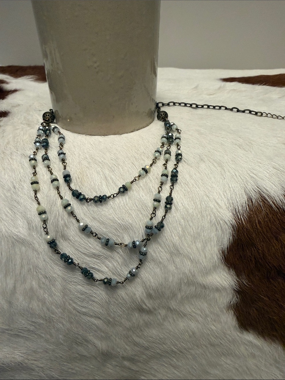 Elegant Multi-Strand Blue Bead Necklace by